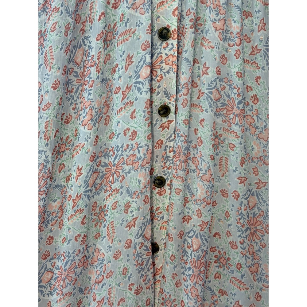 LC Lauren Conrad Playful Paisley Midi Dress Blue Pink Floral Cottagecore Medium - Picture 9 of 16